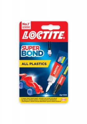 Pillanatragasztó gél, 2 g + 4 ml, HENKEL "Loctite Super Bond Plastik"